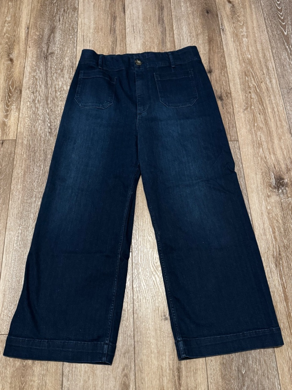 Pilcro Skipper Wide Leg Crop Jeans Dark Wash Sz 32 Stretch Denim